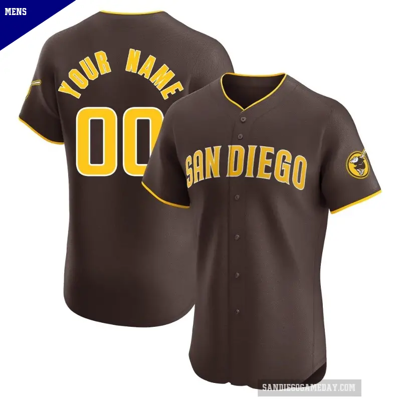 Men's No.00 Custom San Diego Padres Brown Elite Road Vapor Premier Jersey