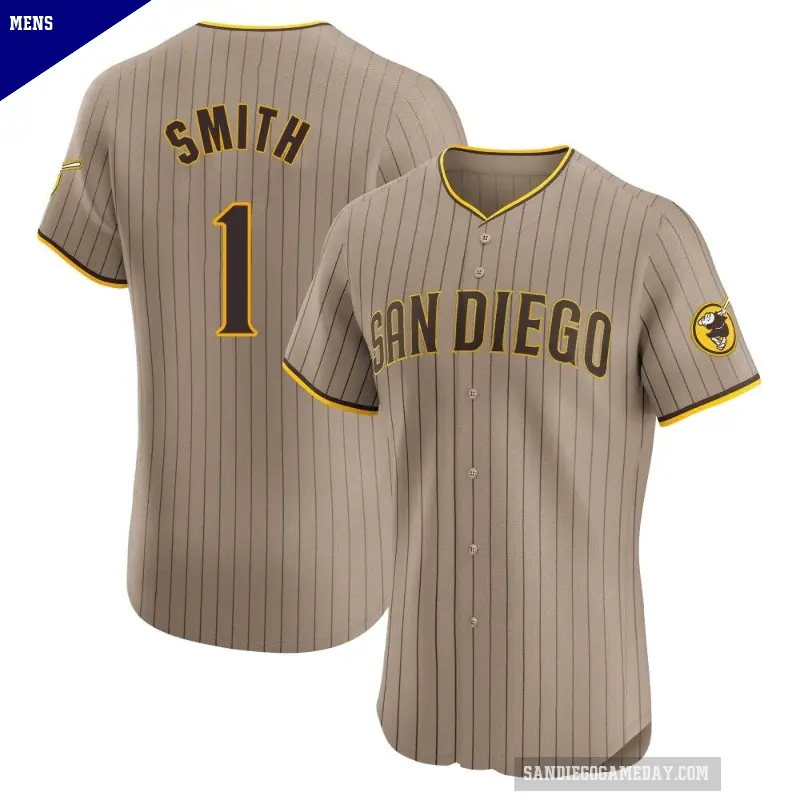Men's No.1 Ozzie Smith San Diego Padres Brown Elite Alternate Jersey