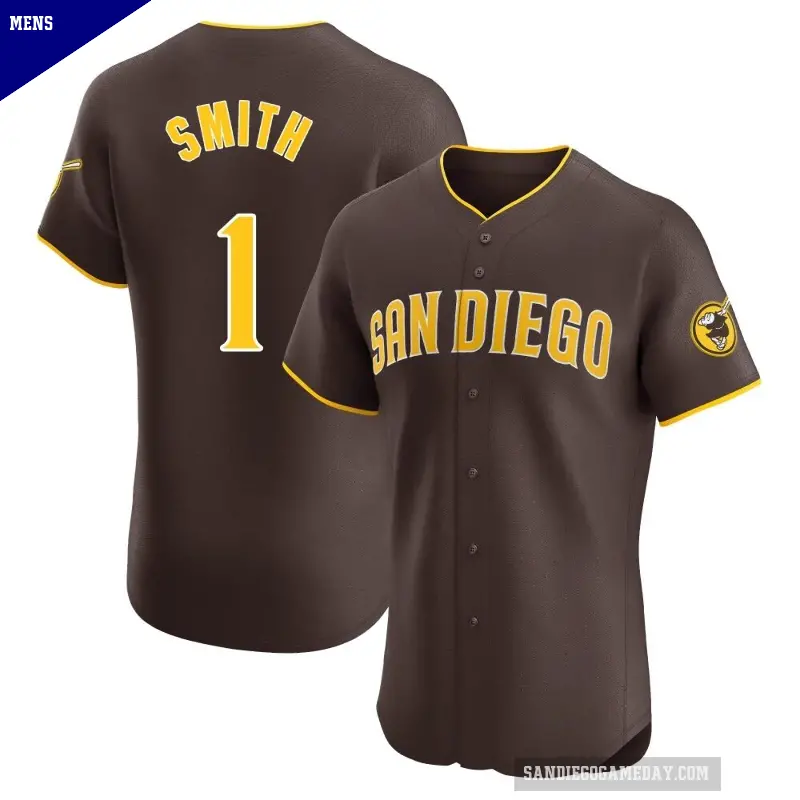 Men's No.1 Ozzie Smith San Diego Padres Brown Elite Road Vapor Premier Jersey