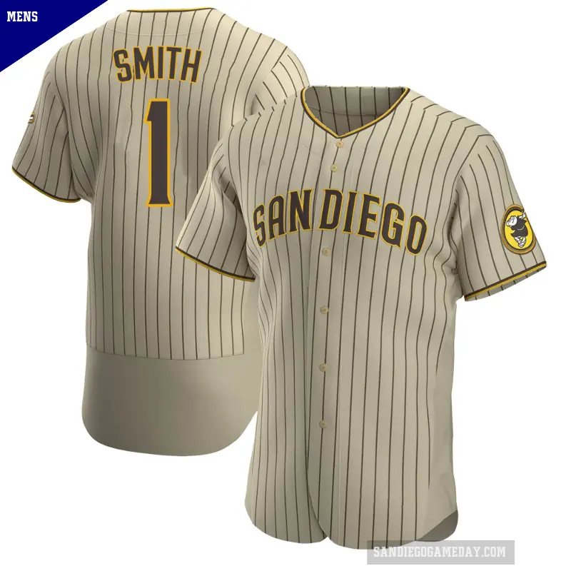 Men's No.1 Ozzie Smith San Diego Padres Tan/Brown Authentic Alternate Jersey