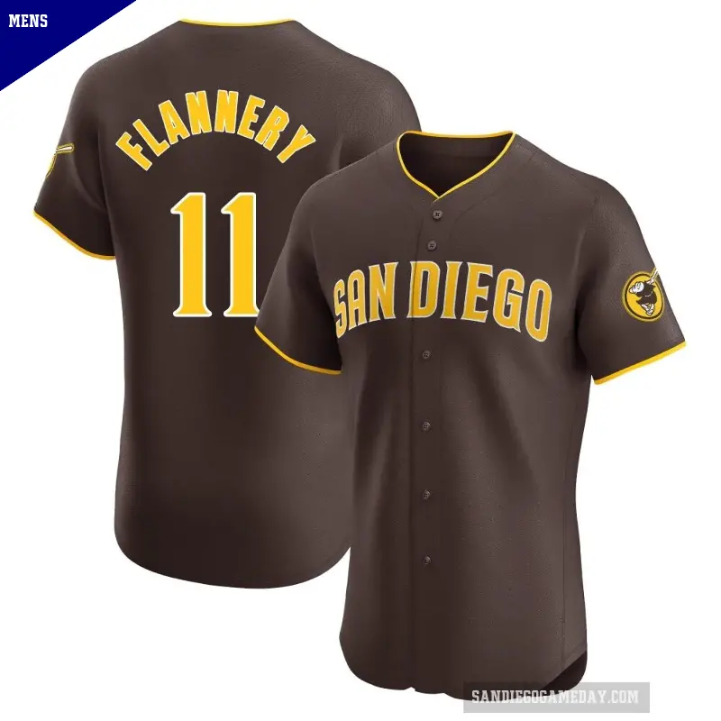 Men's No.11 Tim Flannery San Diego Padres Brown Elite Road Vapor Premier Jersey