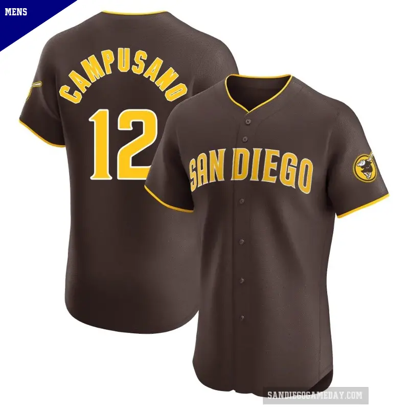 Men's No.12 Luis Campusano San Diego Padres Brown Elite Road Vapor Premier Jersey