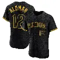 Men's No.12 Roberto Alomar San Diego Padres Black Authentic Snake Skin City Jersey