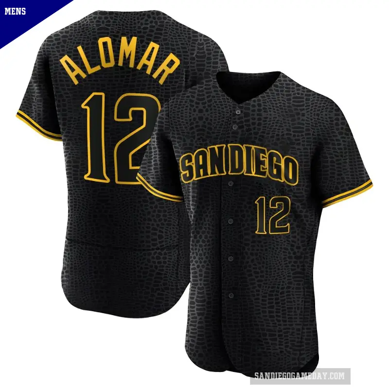 Men's No.12 Roberto Alomar San Diego Padres Black Authentic Snake Skin City Jersey