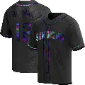 Men's No.12 Roberto Alomar San Diego Padres Black Replica Holographic Alternate Jersey
