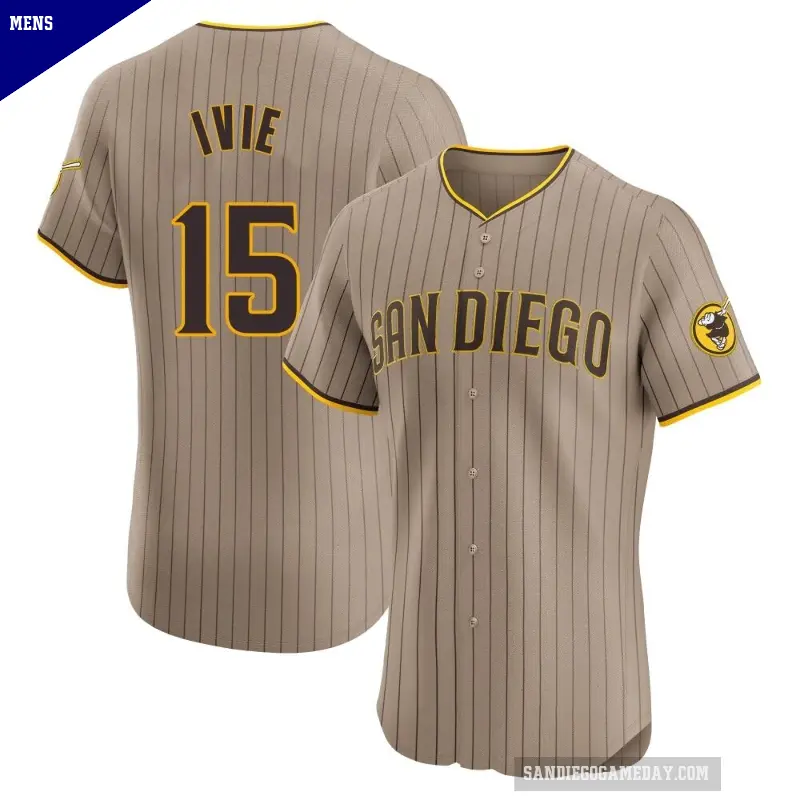 Men's No.15 Mike Ivie San Diego Padres Brown Elite Alternate Jersey