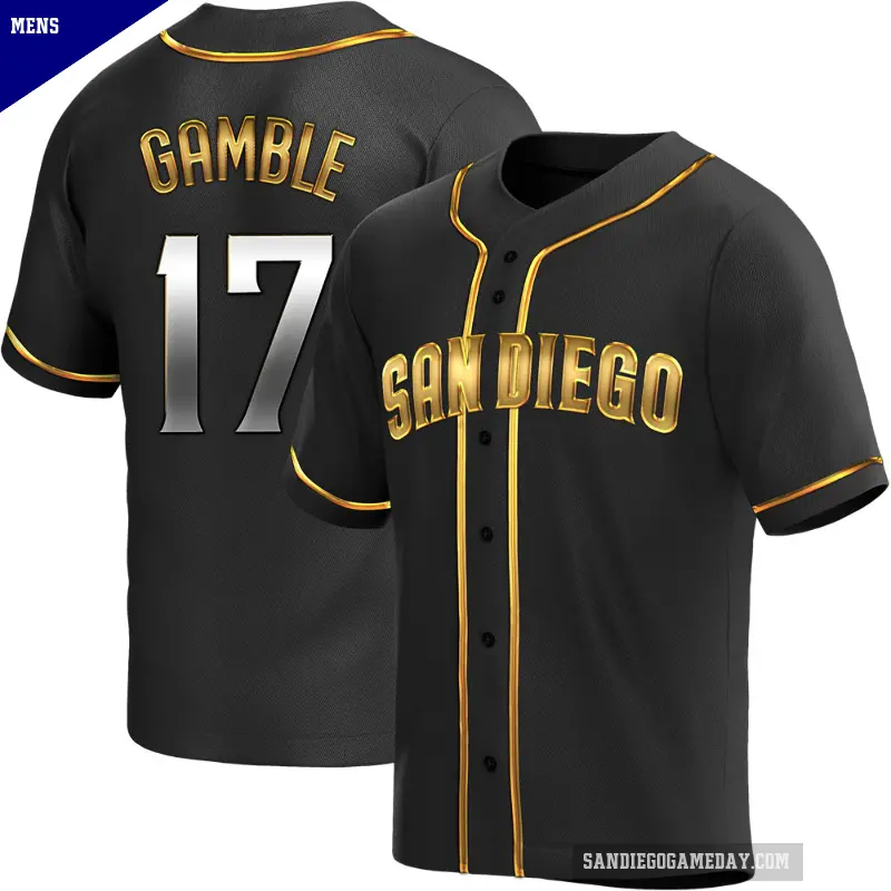 Men's No.17 Oscar Gamble San Diego Padres Gold Replica Black en Alternate Jersey