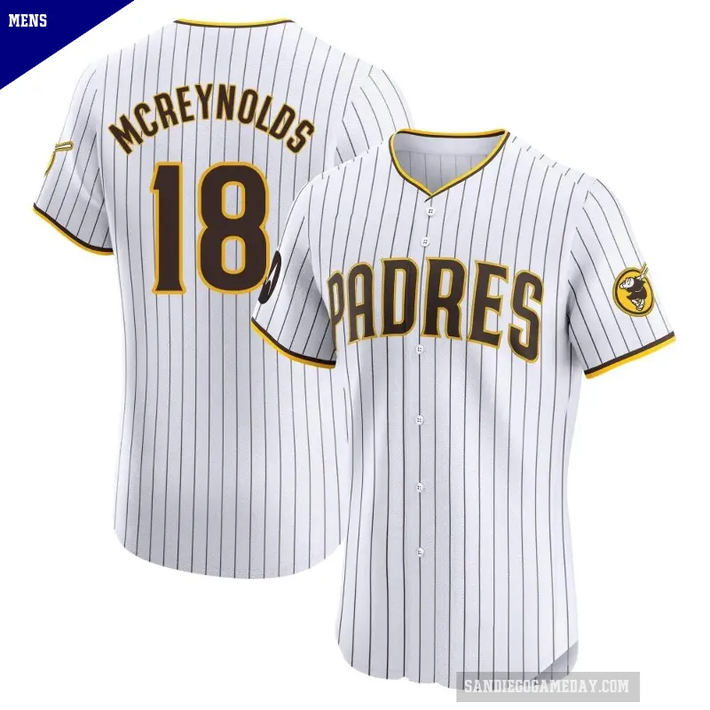 Men's No.18 Kevin Mcreynolds San Diego Padres White Elite Home Patch Jersey