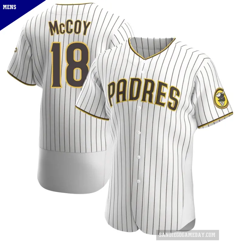 Men's No.18 Mason McCoy San Diego Padres White/Brown Authentic Home Jersey