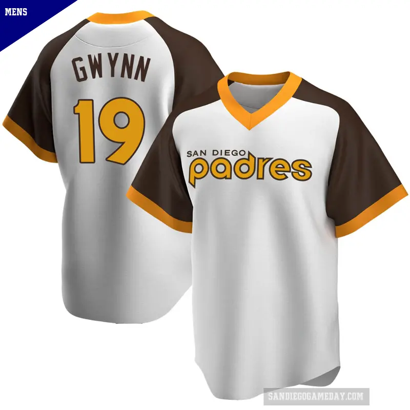 Men's No.19 Tony Gwynn San Diego Padres White Replica Home Cooperstown Collection Jersey
