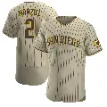 Men's No.2 Johnny Manziel San Diego Padres Tan/Brown Authentic Alternate Jersey