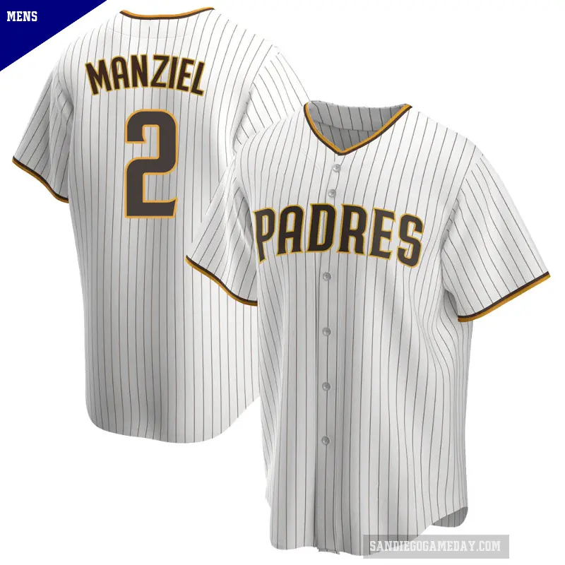Men's No.2 Johnny Manziel San Diego Padres White/Brown Replica Home Jersey