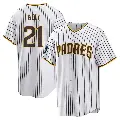 Men's No.21 Heath Bell San Diego Padres White Replica 2024 World Tour Seoul Series Home Jersey