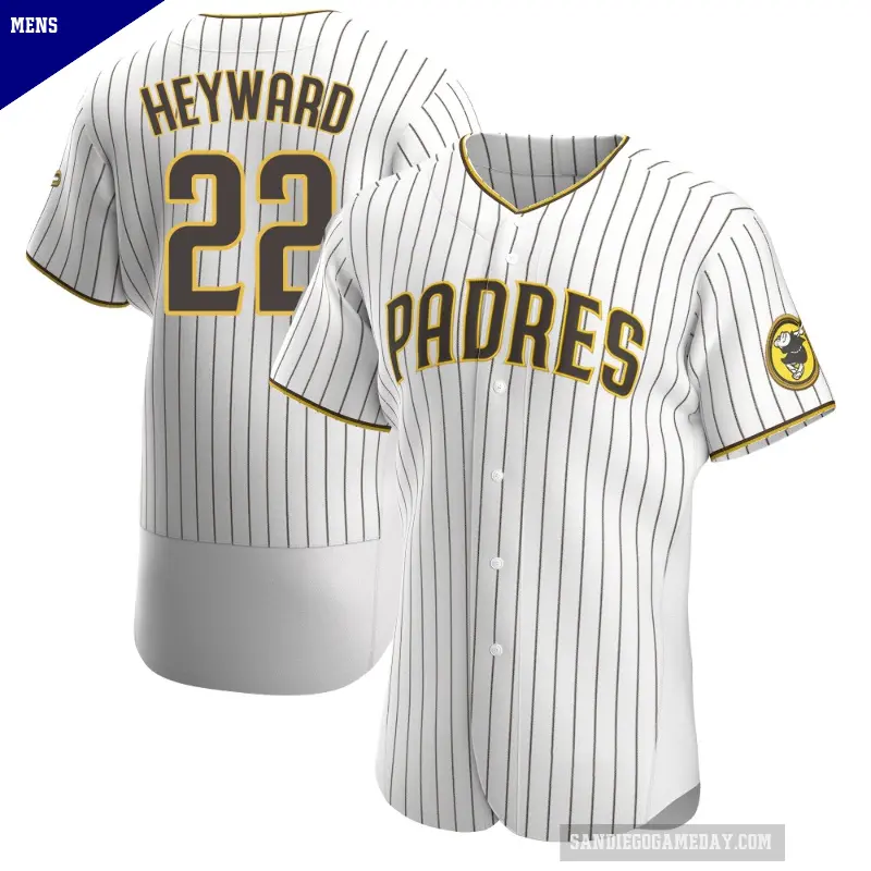 Men's No.22 Jason Heyward San Diego Padres White/Brown Authentic Home Jersey