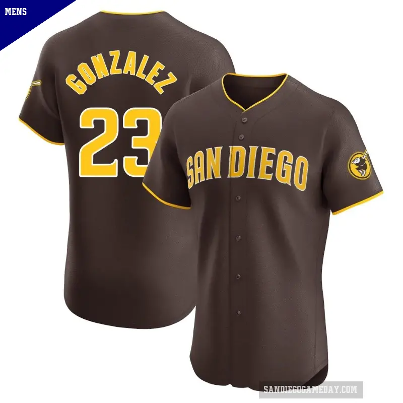 Men's No.23 Adrian Gonzalez San Diego Padres Brown Elite Road Vapor Premier Jersey