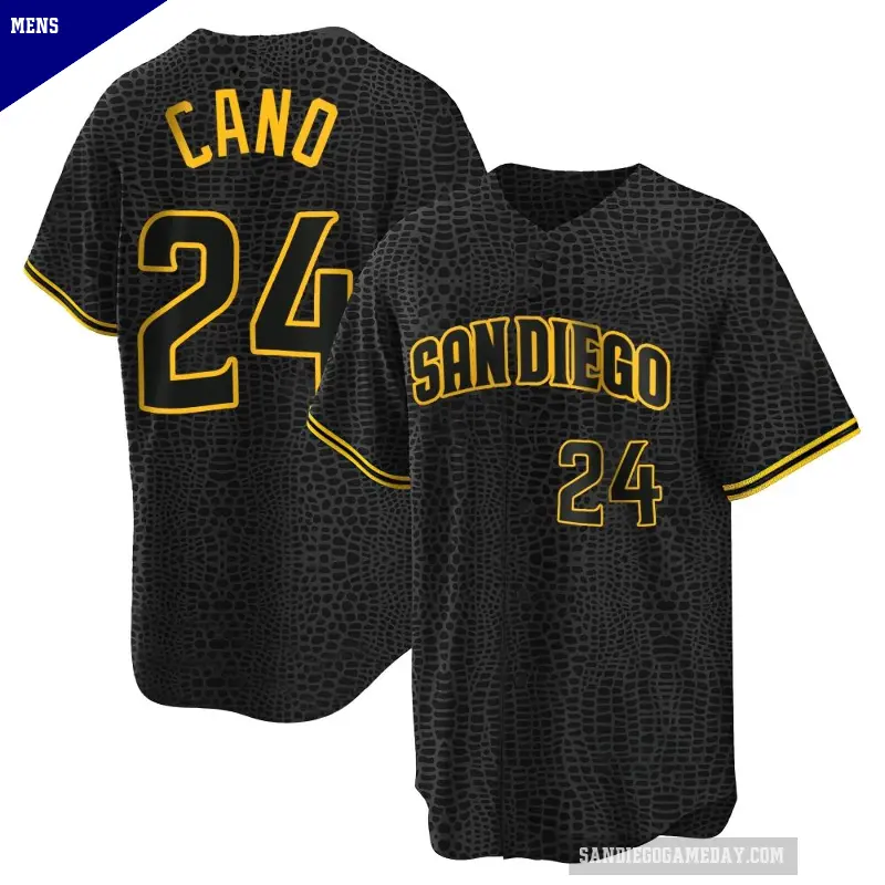 Men's No.24 Robinson Cano San Diego Padres Black Replica Snake Skin City Jersey