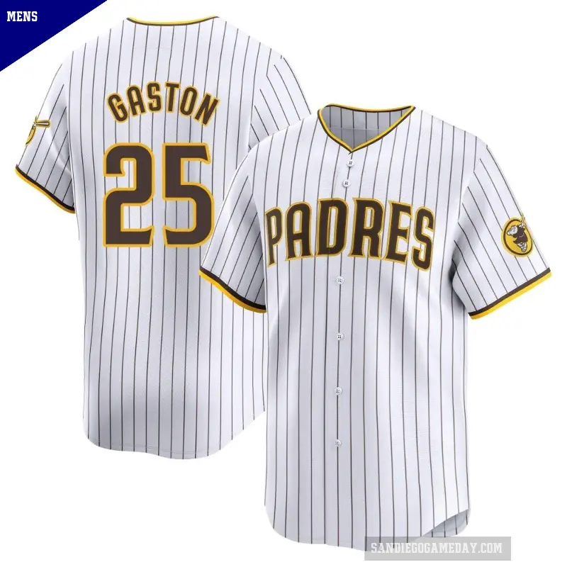 Men's No.25 Cito Gaston San Diego Padres White Limited Home Jersey