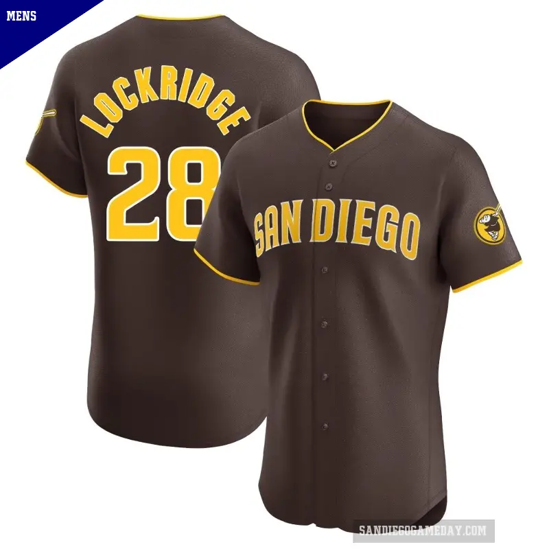 Men's No.28 Brandon Lockridge San Diego Padres Brown Elite Road Vapor Premier Jersey