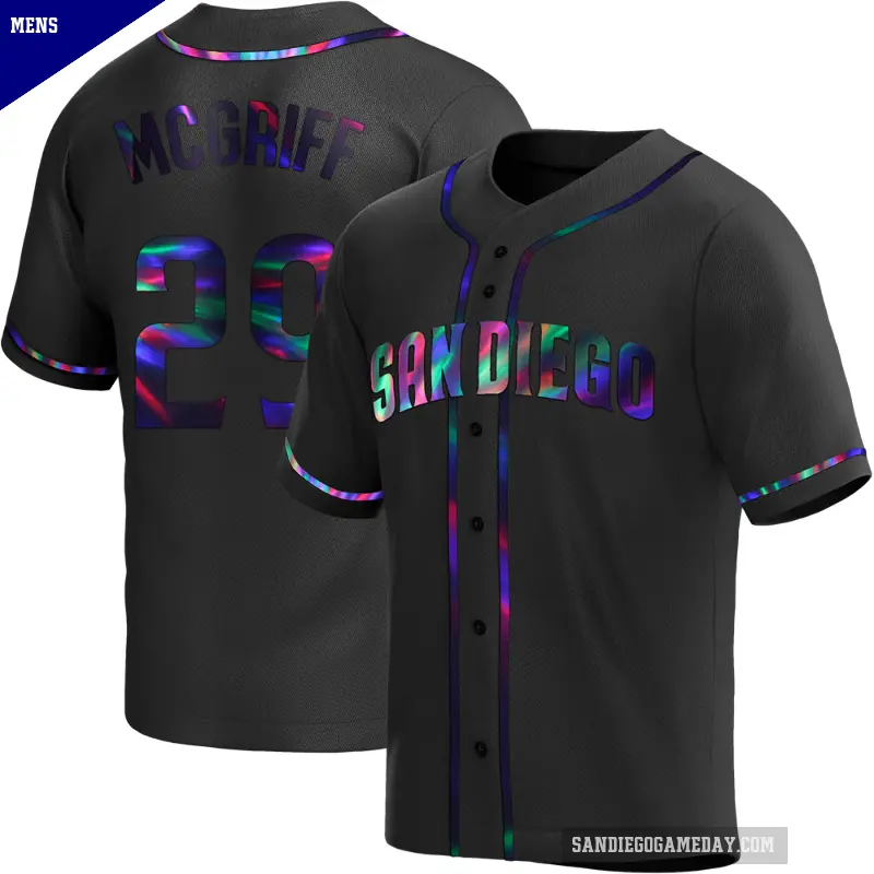 Men's No.29 Fred Mcgriff San Diego Padres Black Replica Holographic Alternate Jersey