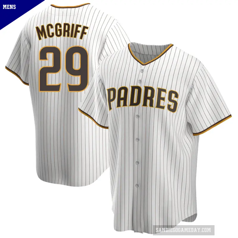 Men's No.29 Fred Mcgriff San Diego Padres White/Brown Replica Home Jersey