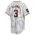 Men's No.3 Jackson Merrill San Diego Padres White Replica 2024 World Tour Seoul Series Home Jersey