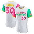 Men's No.30 Derrel Thomas San Diego Padres White Authentic 2022 City Connect Jersey