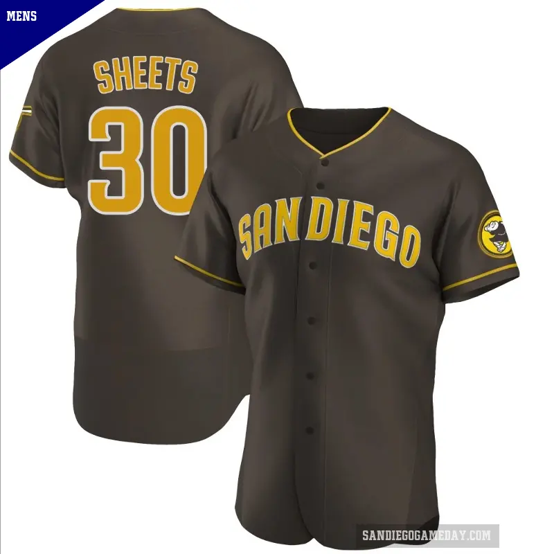 Men's No.30 Gavin Sheets San Diego Padres Brown Authentic Road Jersey
