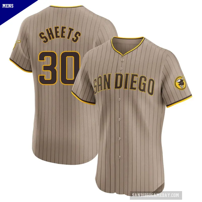 Men's No.30 Gavin Sheets San Diego Padres Brown Elite Alternate Jersey