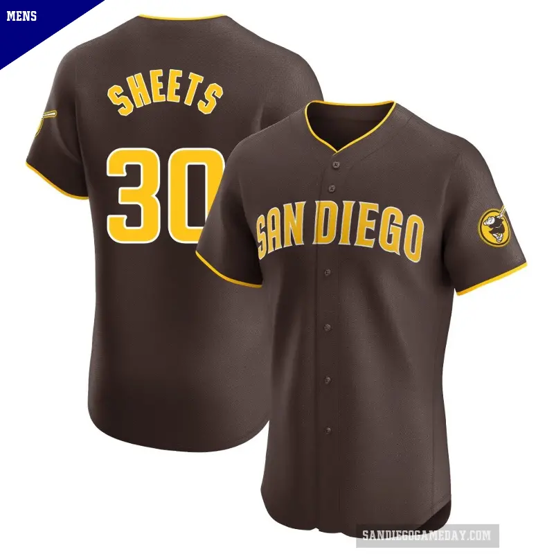 Men's No.30 Gavin Sheets San Diego Padres Brown Elite Road Vapor Premier Jersey
