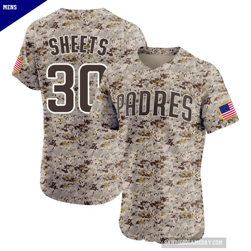 Men's No.30 Gavin Sheets San Diego Padres Camo Elite Alternate Vapor Premier Jersey