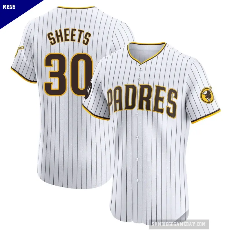 Men's No.30 Gavin Sheets San Diego Padres White Elite Home Patch Jersey