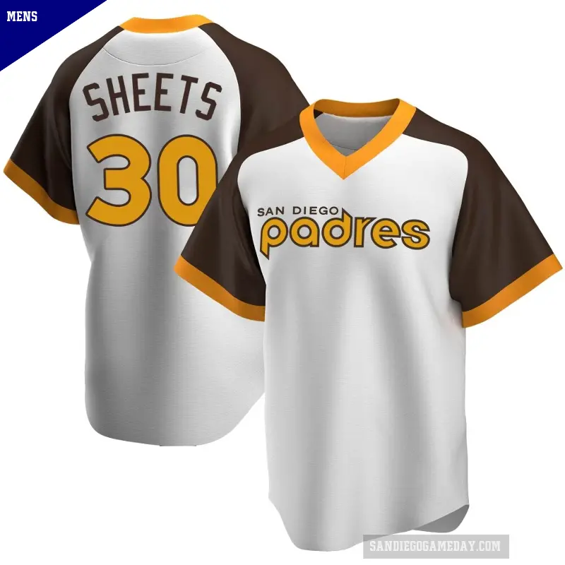 Men's No.30 Gavin Sheets San Diego Padres White Replica Home Cooperstown Collection Jersey