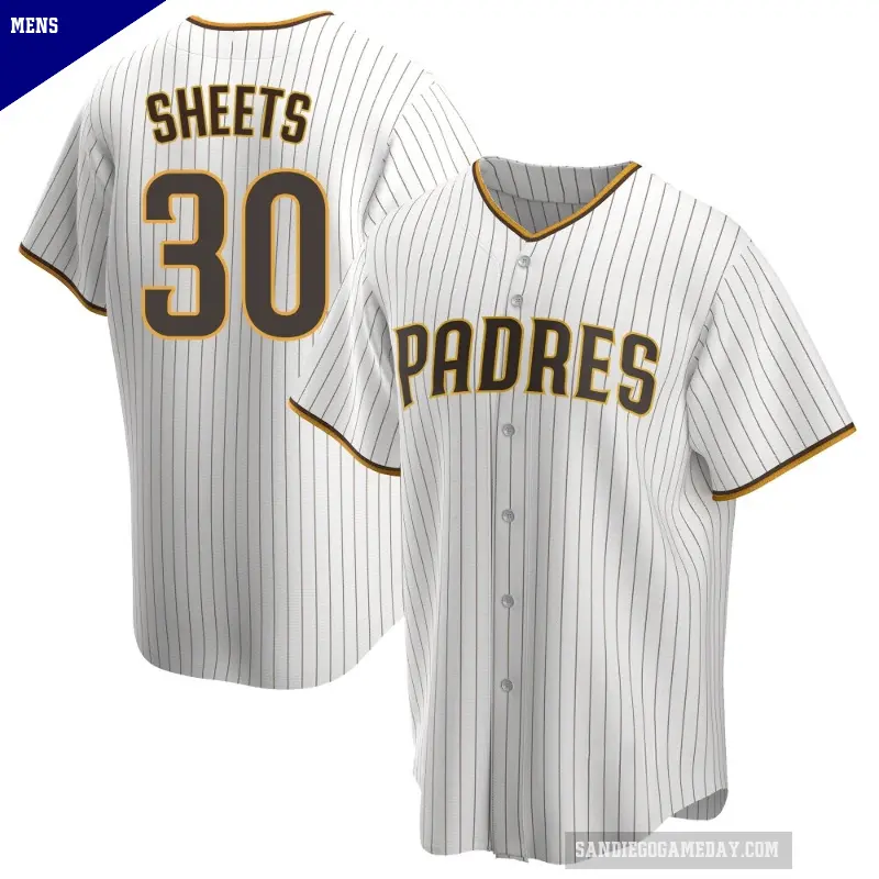 Men's No.30 Gavin Sheets San Diego Padres White/Brown Replica Home Jersey