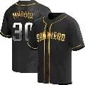 Men's No.30 Greg Maddux San Diego Padres Gold Replica Black en Alternate Jersey