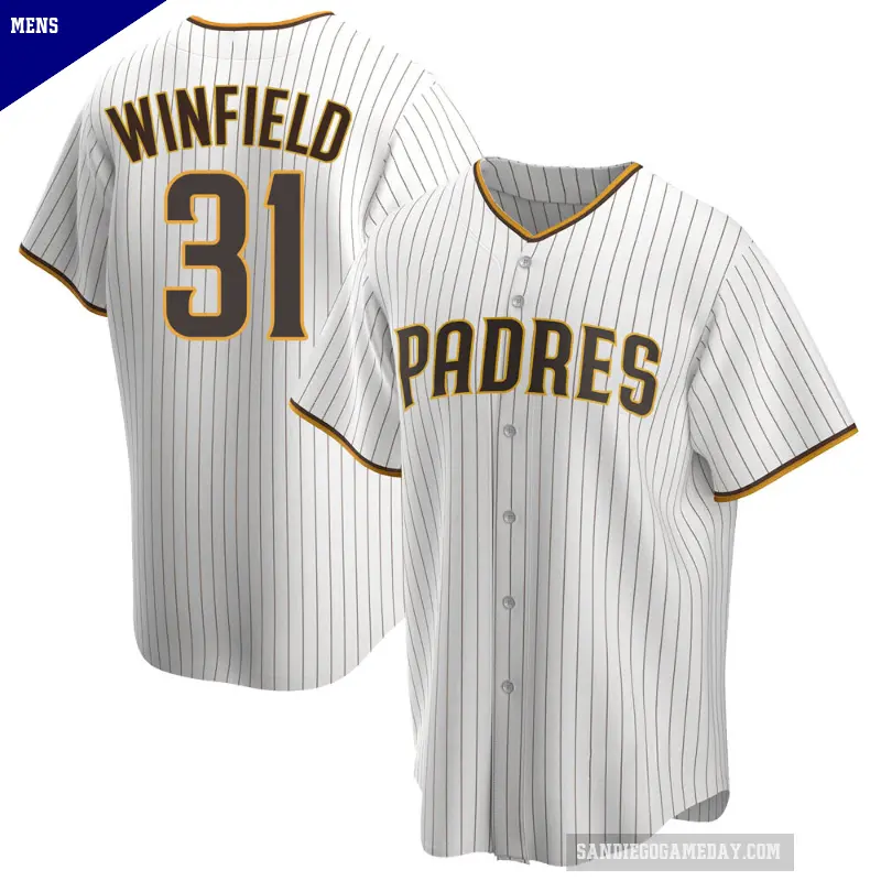 Men's No.31 Dave Winfield San Diego Padres White/Brown Replica Home Jersey