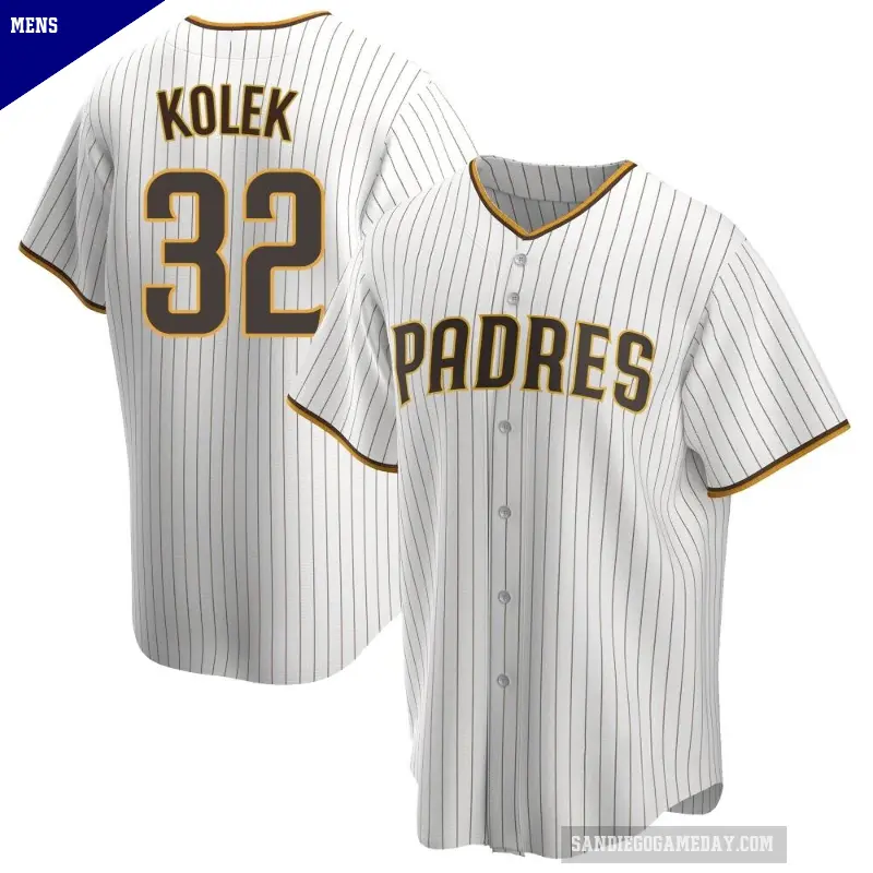 Men's No.32 Stephen Kolek San Diego Padres White/Brown Replica Home Jersey