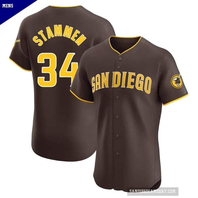 Men's No.34 Craig Stammen San Diego Padres Brown Elite Road Vapor Premier Jersey