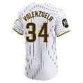 Men's No.34 Fernando Valenzuela San Diego Padres White Elite Home Patch Jersey