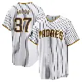 Men's No.37 Alek Jacob San Diego Padres White Replica 2024 World Tour Seoul Series Home Jersey