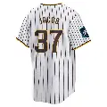 Men's No.37 Alek Jacob San Diego Padres White Replica 2024 World Tour Seoul Series Home Jersey