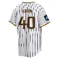 Men's No.40 Jason Adam San Diego Padres White Replica 2024 World Tour Seoul Series Home Jersey