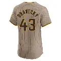 Men's No.43 Dave Dravecky San Diego Padres Brown Elite Alternate Jersey