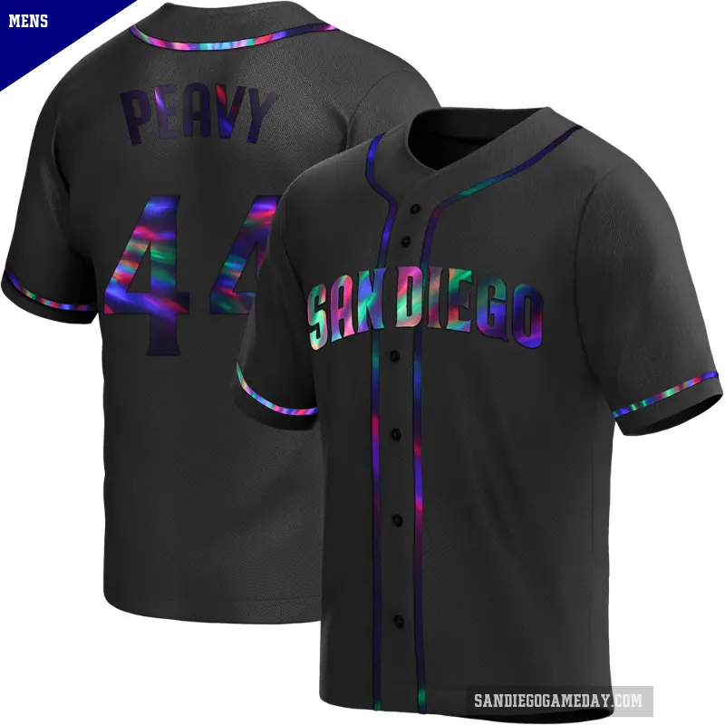 Men's No.44 Jake Peavy San Diego Padres Black Replica Holographic Alternate Jersey