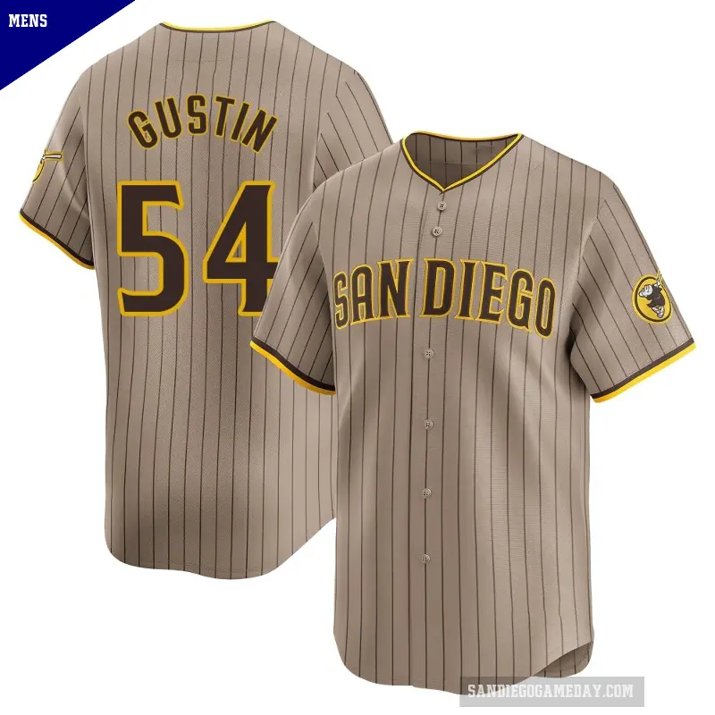 Men's No.54 Harry Gustin San Diego Padres Limited Tan Alternate Jersey