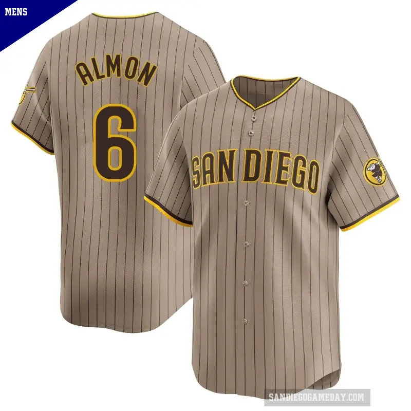 Men's No.6 Bill Almon San Diego Padres Limited Tan Alternate Jersey