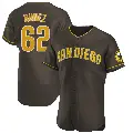 Men's No.62 Juan Nunez San Diego Padres Brown Authentic Road Jersey