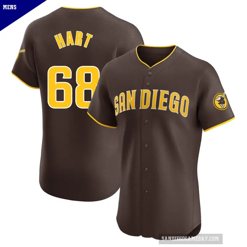 Men's No.68 Kyle Hart San Diego Padres Brown Elite Road Vapor Premier Jersey