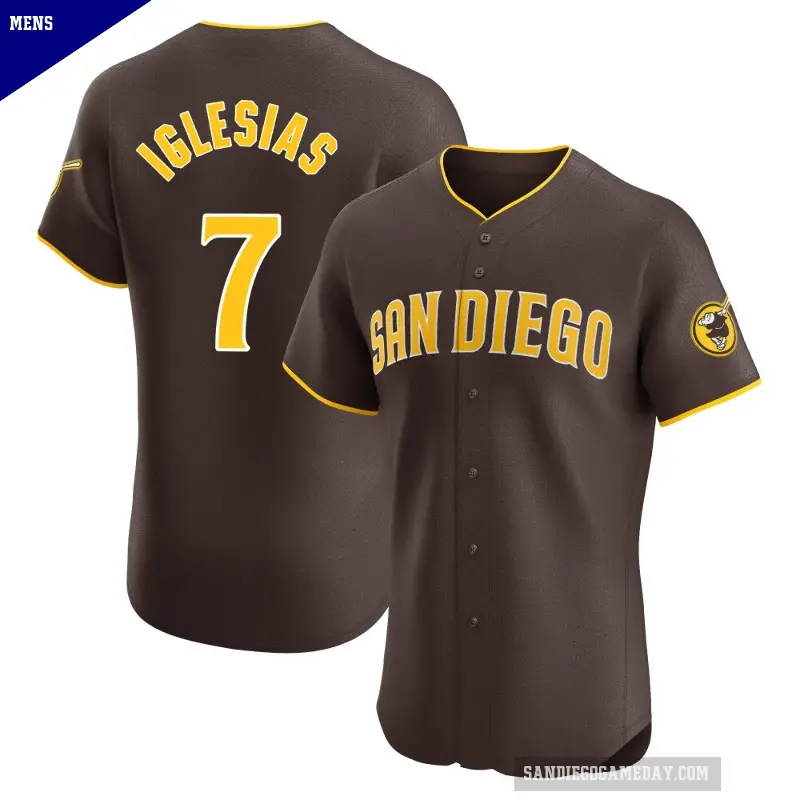 Men's No.7 Jose Iglesias San Diego Padres Brown Elite Road Vapor Premier Jersey