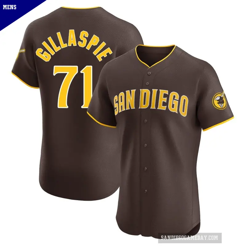 Men's No.71 Logan Gillaspie San Diego Padres Brown Elite Road Vapor Premier Jersey
