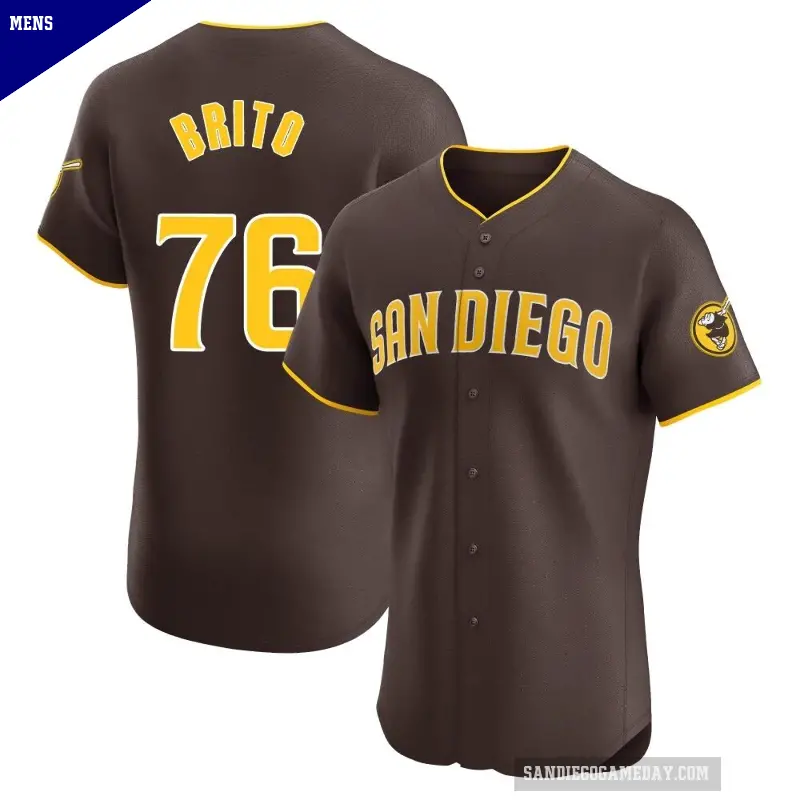 Men's No.76 Jhony Brito San Diego Padres Brown Elite Road Vapor Premier Jersey